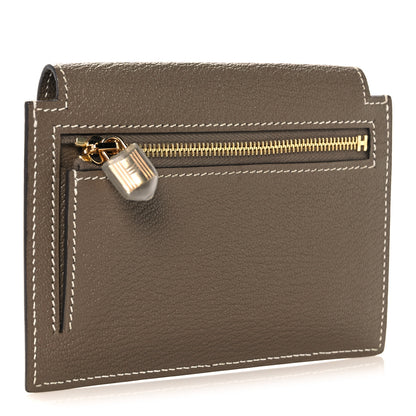 Hermes Chevre Chandra Kelly Pocket Compact Wallet Etoupe 3 of 9