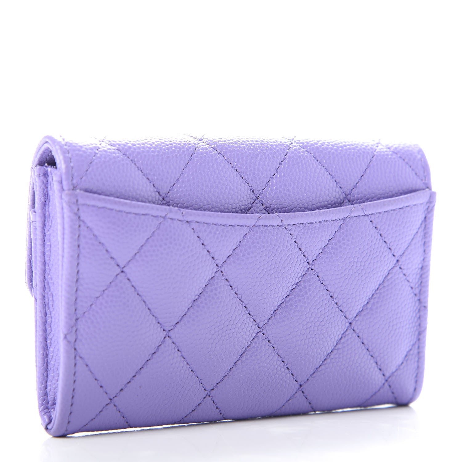 Chanel Caviar Quilted Flap Card Holder Wallet Purple 3 of 7