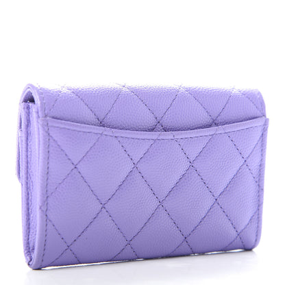 Chanel Caviar Quilted Flap Card Holder Wallet Purple 3 of 7