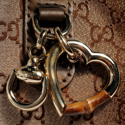 Gucci Monogram Lurex Heart Bit Charm Top Handle Tote Bronze 8 of 9