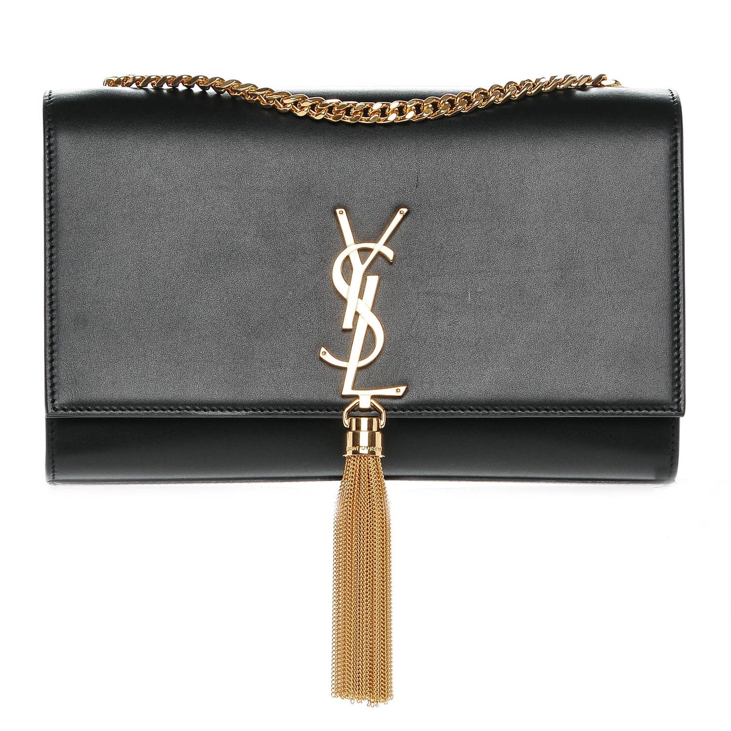 Smooth Calfskin Medium Classic Monogram Kate Tassel Satchel Black