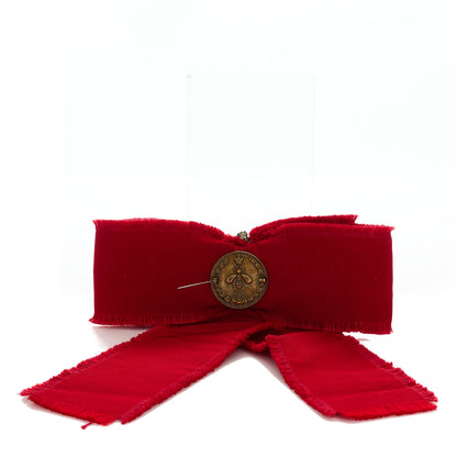 Gucci Grosgrain Crystal Bow Brooch Red 3 of 4
