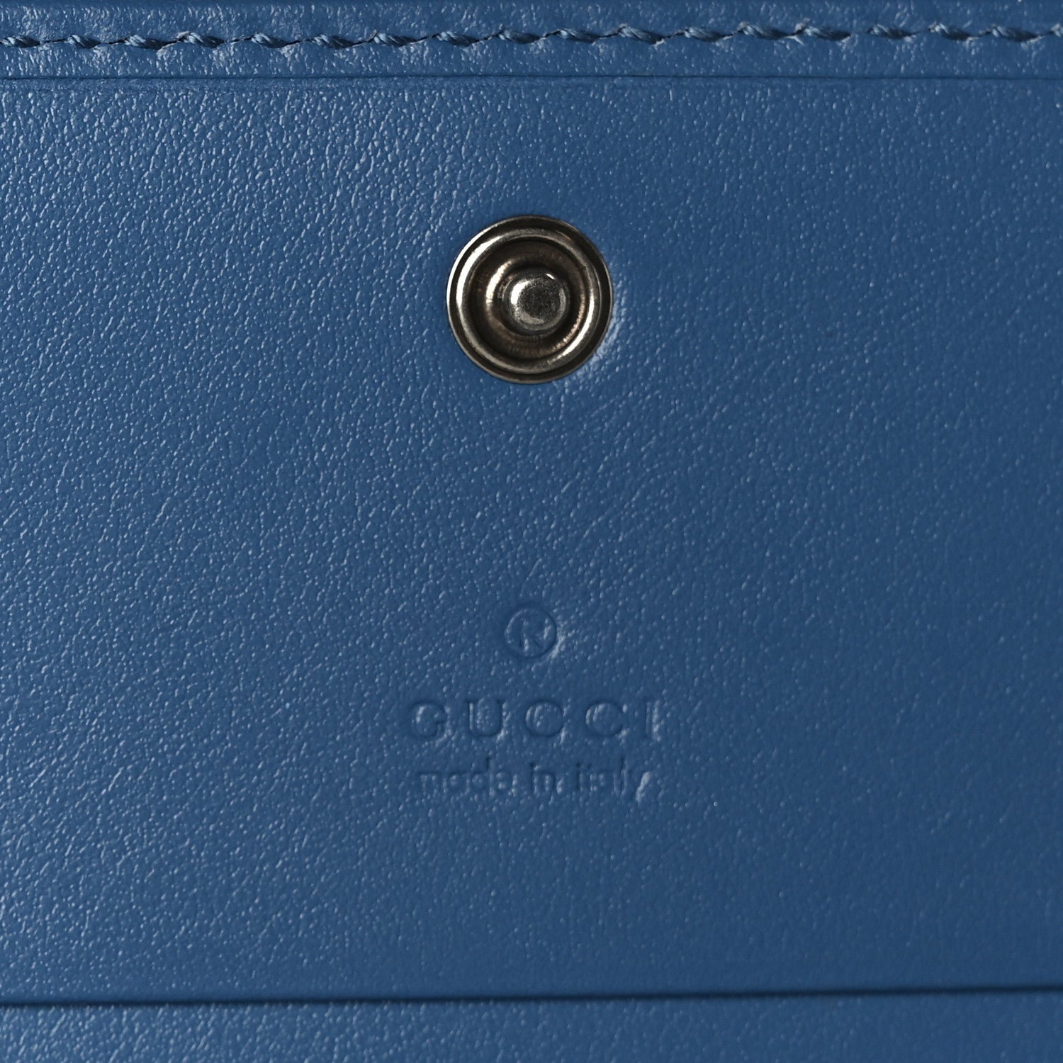 Gucci Calfskin Matelasse Aria GG Marmont Card Case Wallet Clear Blue 6 of 6