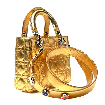 Christian Dior Metallic Grained Calfskin Cannage Small Lucky Badges My Lady Dior Gold 3 of 10