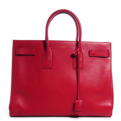 Saint Laurent Smooth Grained Calfskin Large Sac de Jour Carryall Rouge Orient 1 of 8