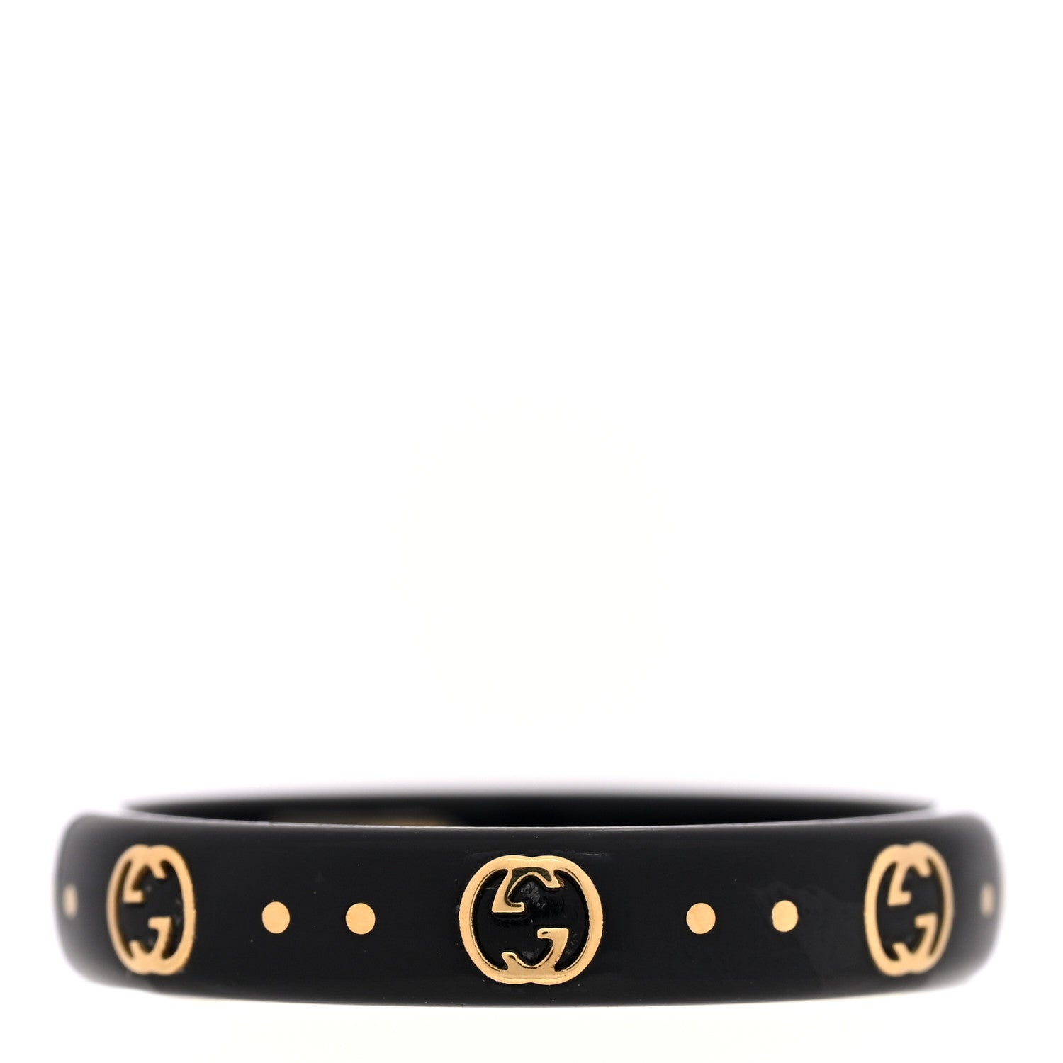 Gucci 18K Yellow Gold Synthetic Corundum Icon Ring 58 8.25 Black 3 of 6
