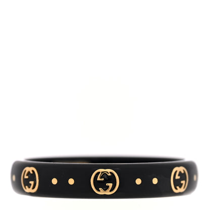 Gucci 18K Yellow Gold Synthetic Corundum Icon Ring 58 8.25 Black 3 of 6