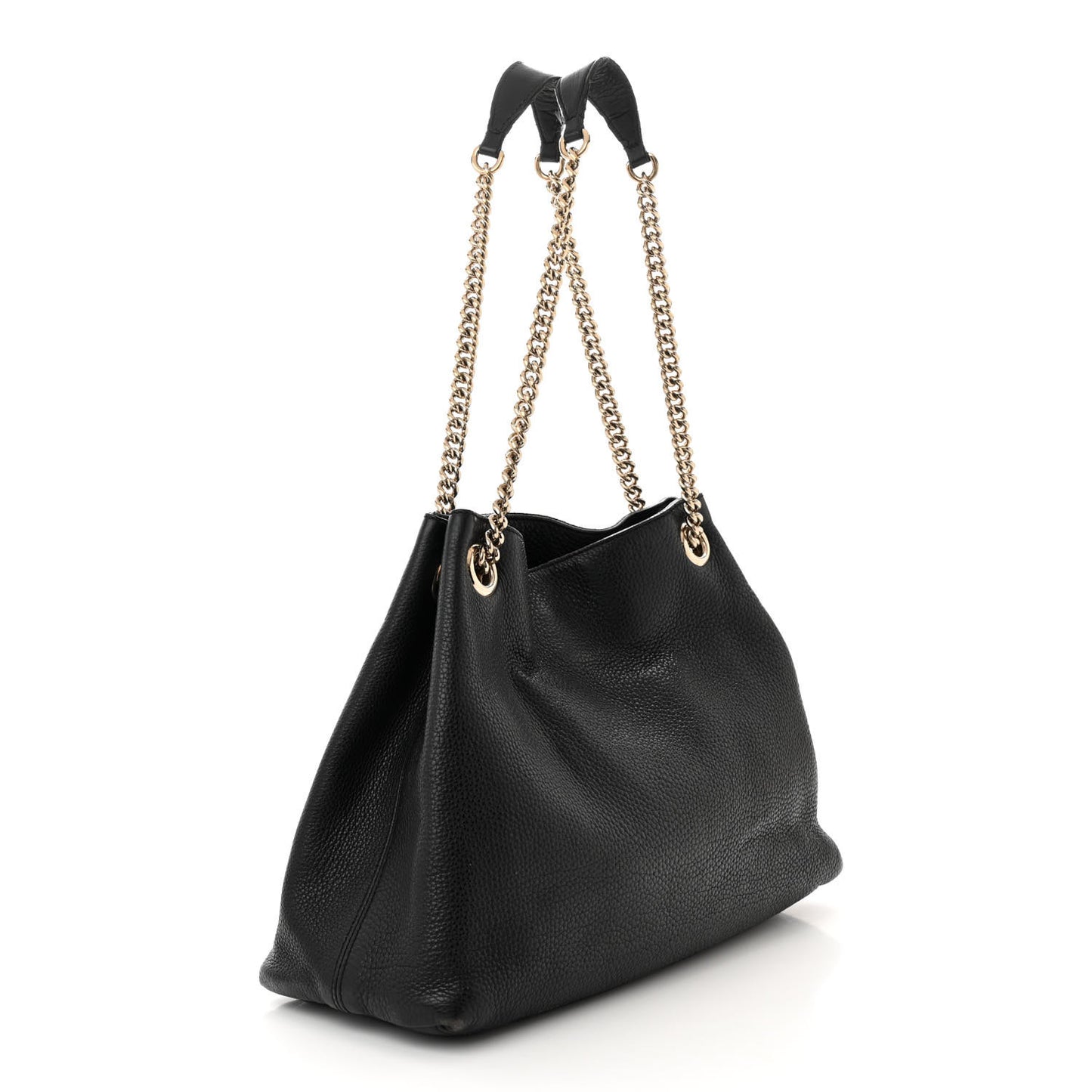 Pebbled Calfskin Medium Soho Chain Shoulder Bag Black