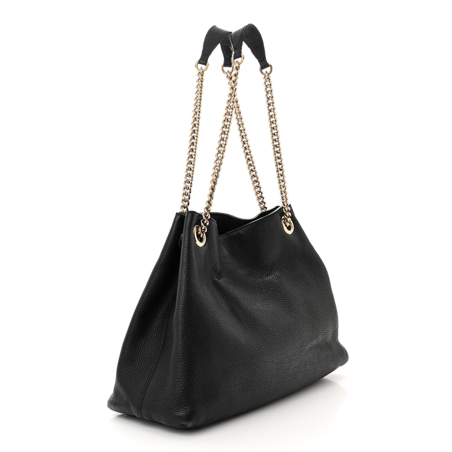 Gucci Pebbled Calfskin Medium Soho Chain Shoulder Bag Black 3 of 16
