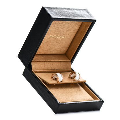 Bulgari 18K Rose Gold White Ceramic B.Zero1 Hoop Earrings 5 of 5