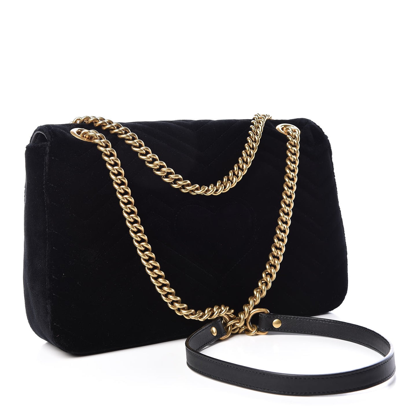 Velvet Matelasse Medium GG Marmont Shoulder Bag Black