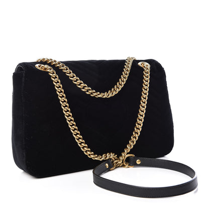 Gucci Velvet Matelasse Medium GG Marmont Shoulder Bag Black 3 of 11