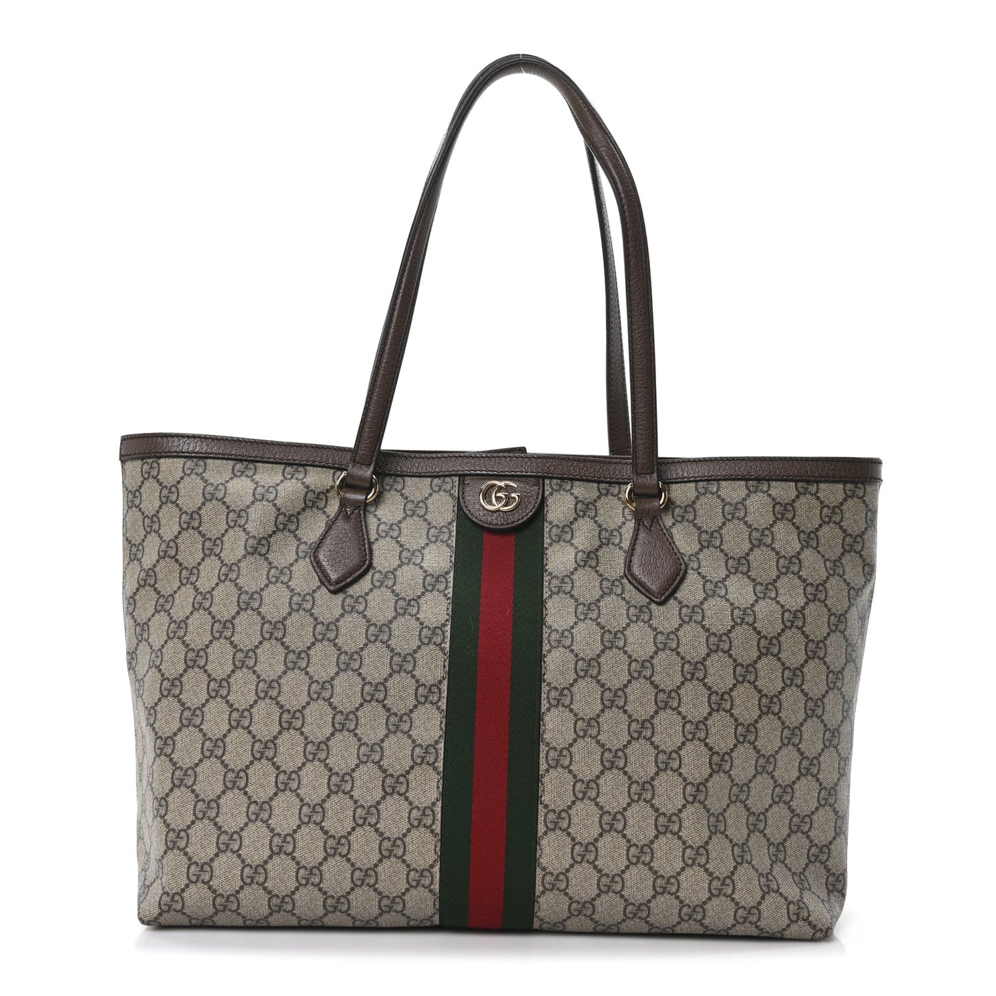GG Supreme Monogram Medium Ophidia Shopping Tote Brown