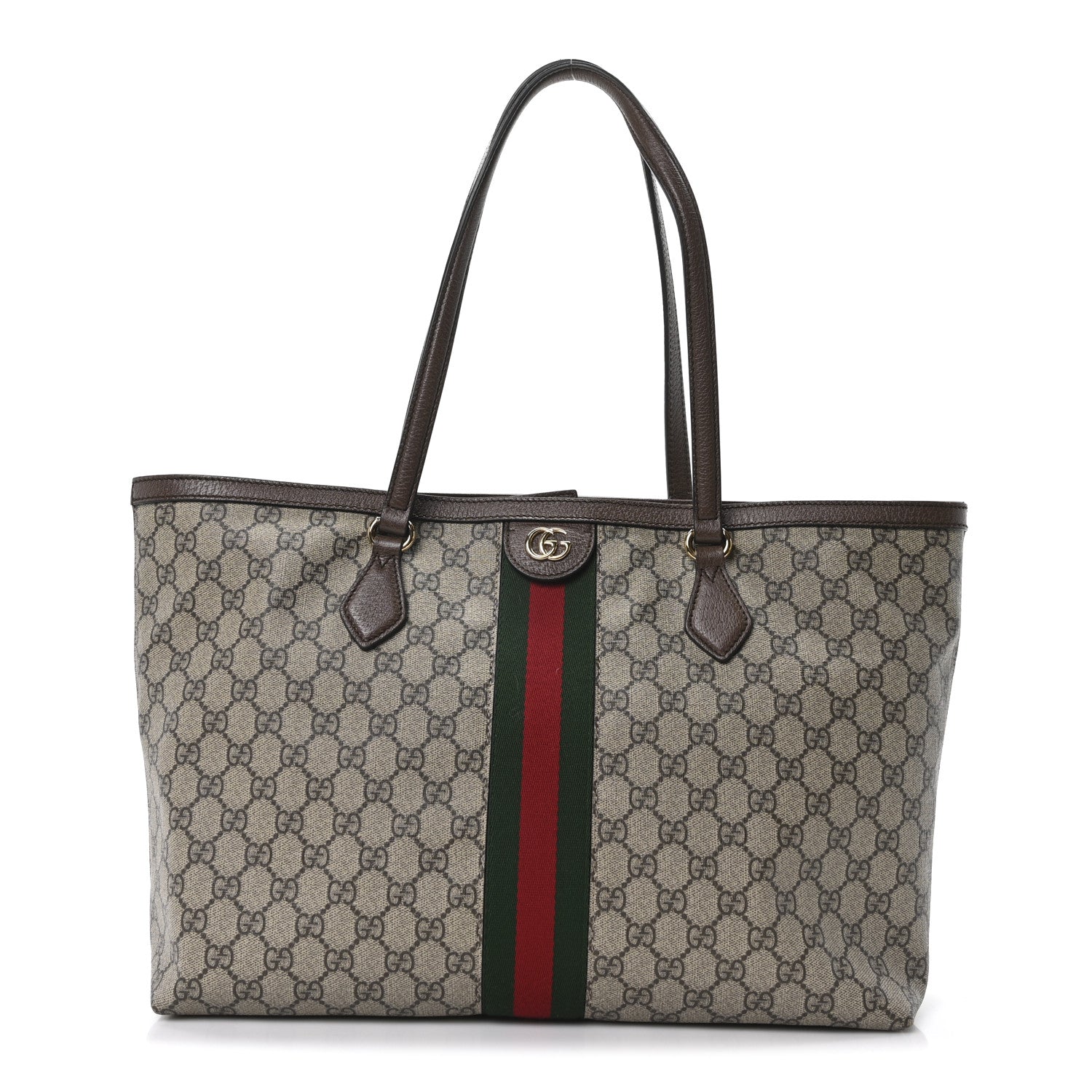 Gucci GG Supreme Monogram Medium Ophidia Shopping Tote Brown 1 of 10