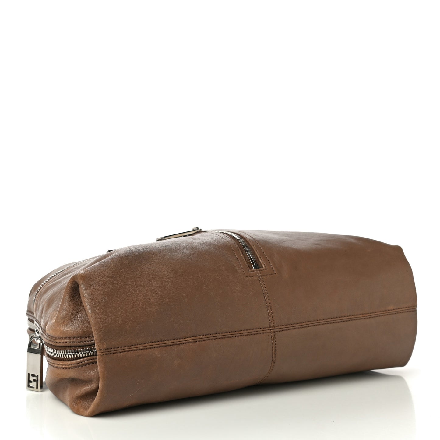 Sheepskin Zipper Satchel Beige
