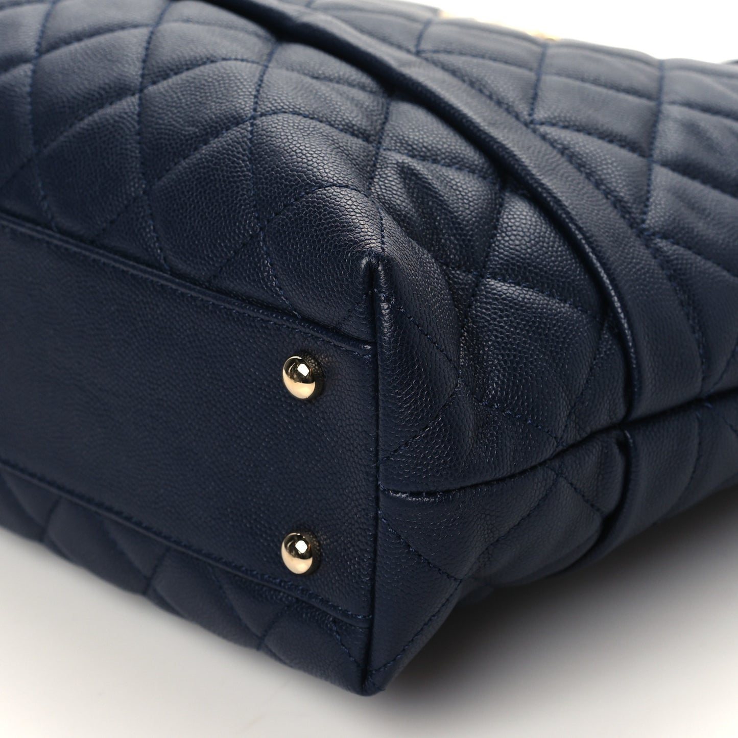 Caviar Quilted Small Zipped Shopping Tote Navy Blue