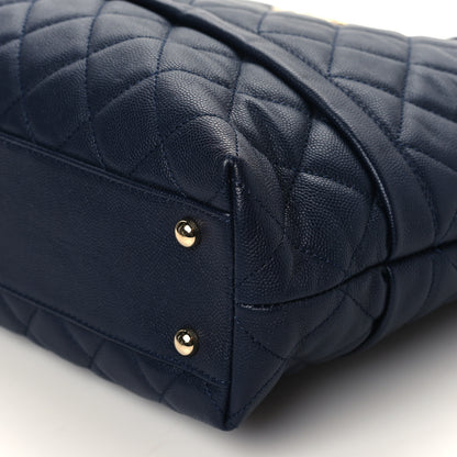 Chanel Caviar Quilted Small Zipped Shopping Tote Navy Blue 10 of 10