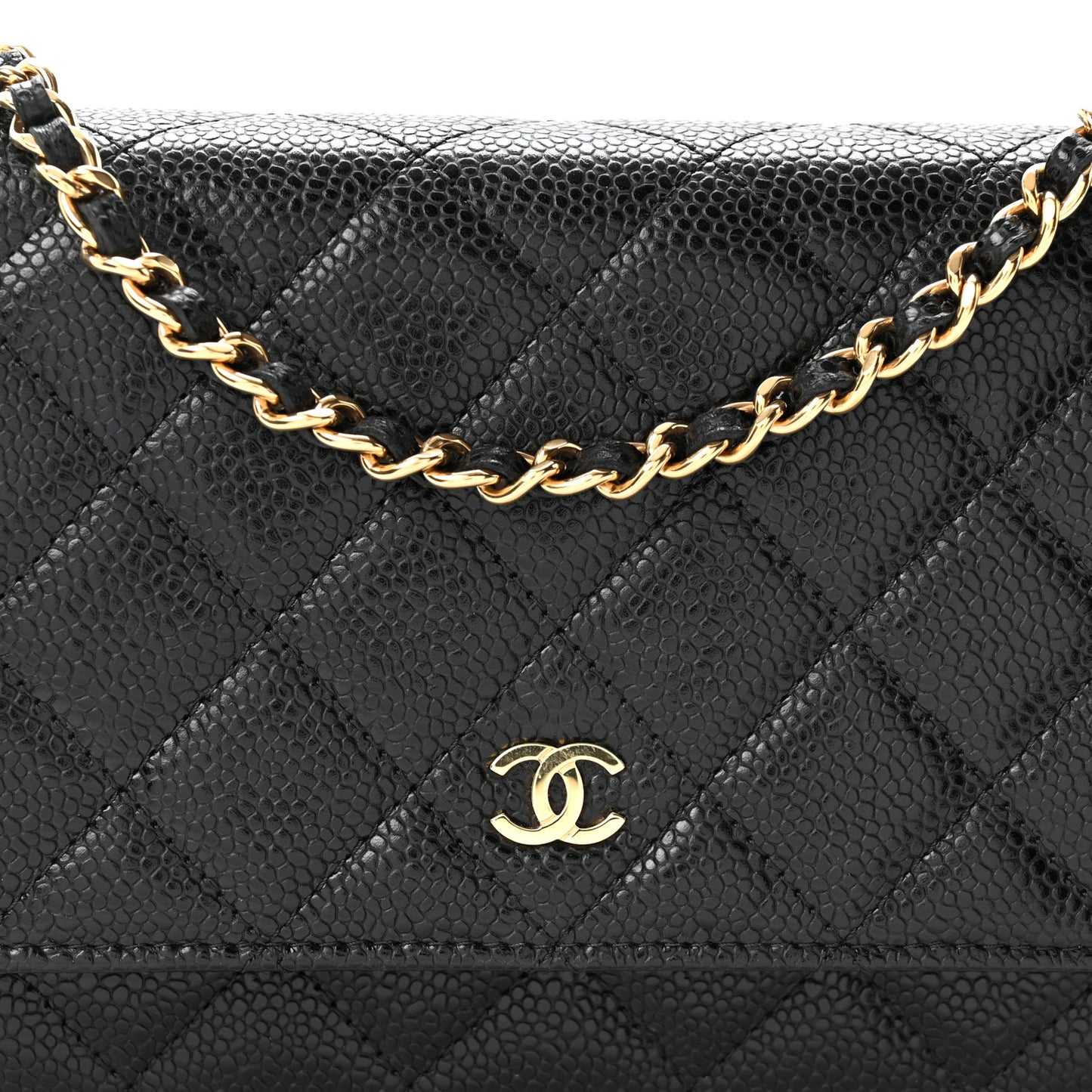 Caviar Quilted Wallet On Chain WOC Black