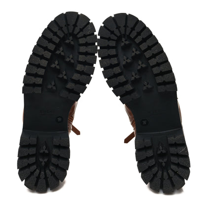 Gucci Cordovan Lux Nappa GG Matelasse Lace Up 60mm Combat Boots 36 Dark Hazel Brown 5 of 9