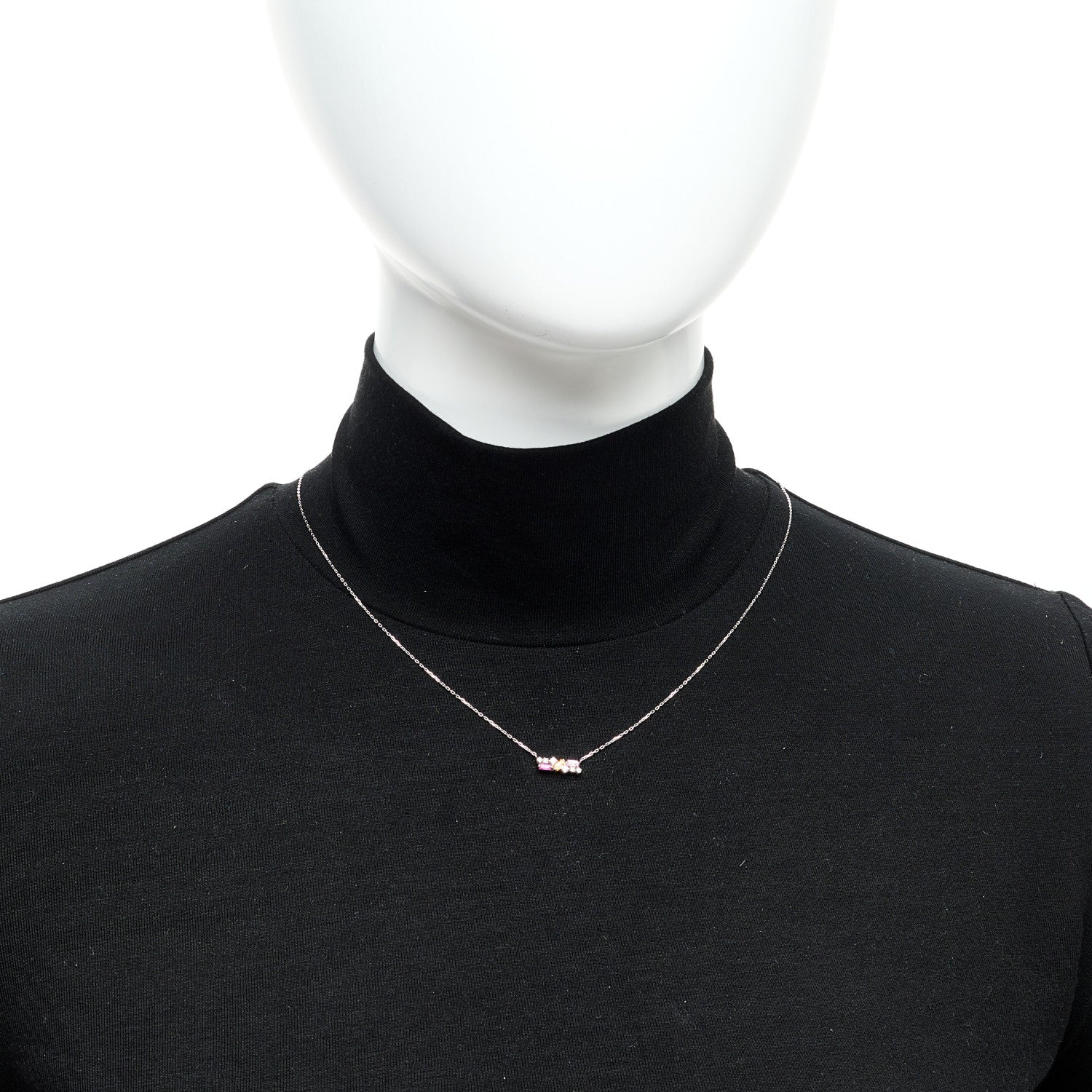Suzanne Kalan 18K White Gold Diamond Pink Sapphire Citrine Fireworks Bar Necklace 2 of 6