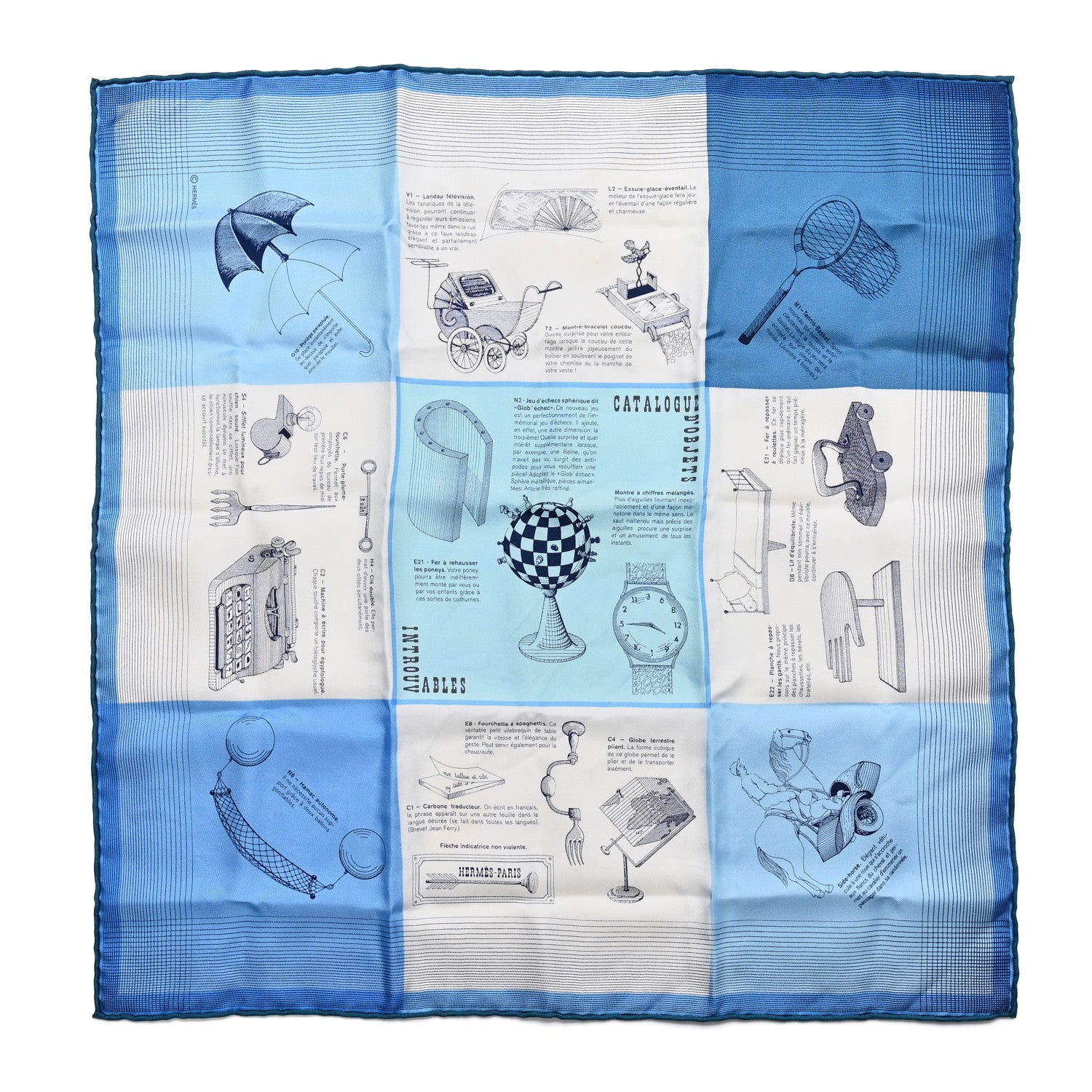 Hermes Silk Gavroche Les Objets Introuvables Scarf 45 1 of 6