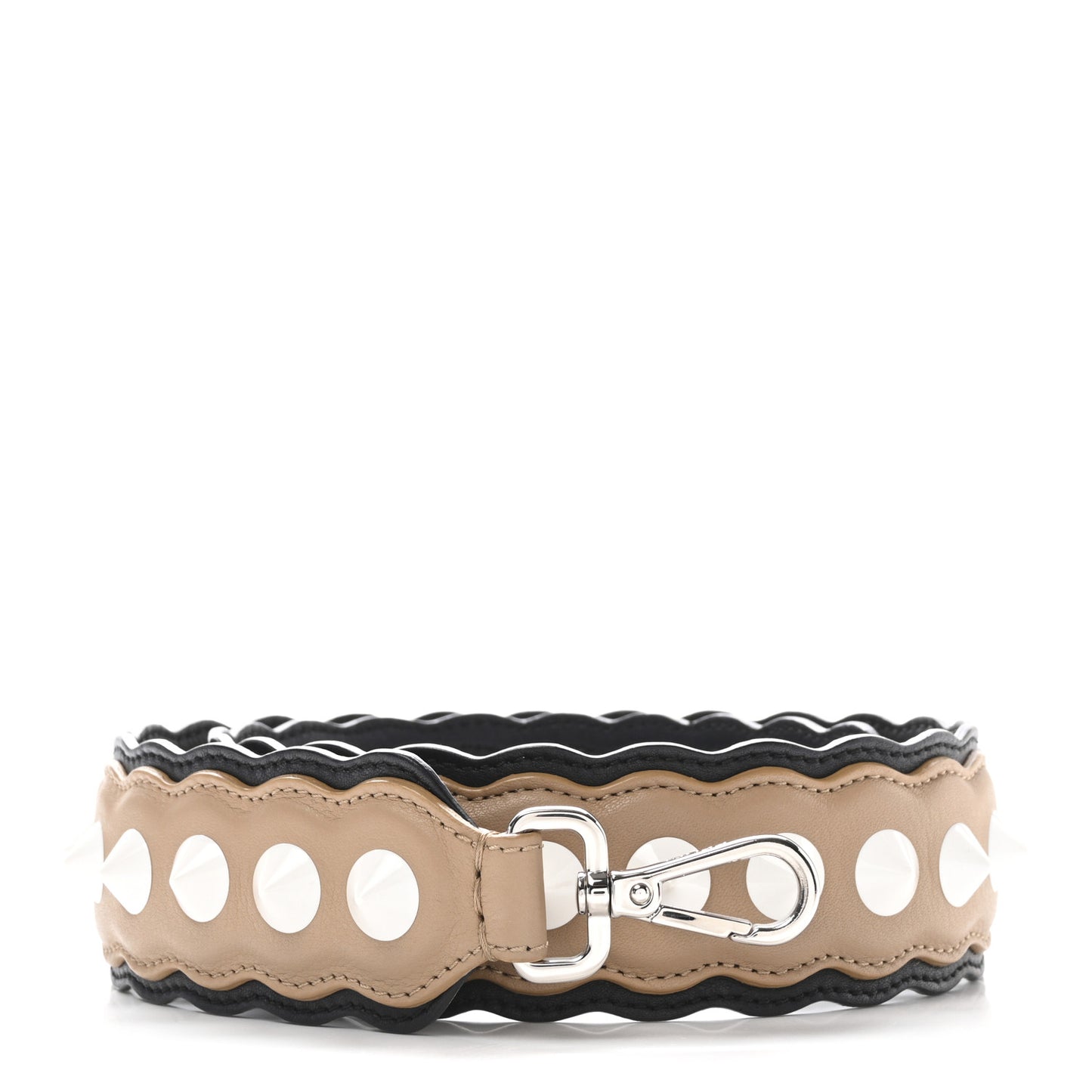 Vitello Dolce Scalloped Spike Studded Strap You Brown Black
