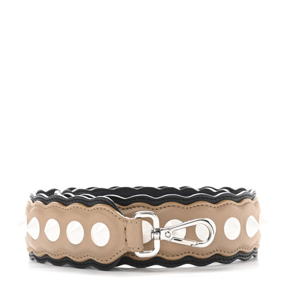 Fendi Vitello Dolce Scalloped Spike Studded Strap You Brown Black 1 of 5