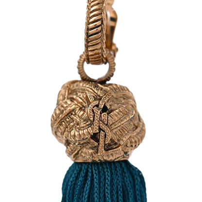 Saint Laurent Metal Tassel Earrings Gold Turquoise 4 of 4