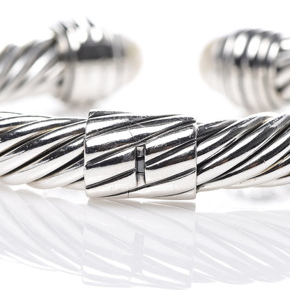 David Yurman Sterling Silver Pearl 10mm Cable Classics Hinged Bracelet 5 of 5