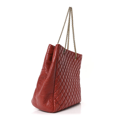 Chanel Lambskin Quilted Medium New Bubble North South Tote Red 3 of 10