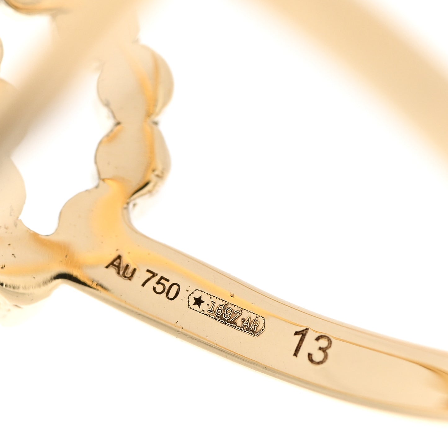 18K Yellow Gold Diamond Running G Cross Ring 53 6.5