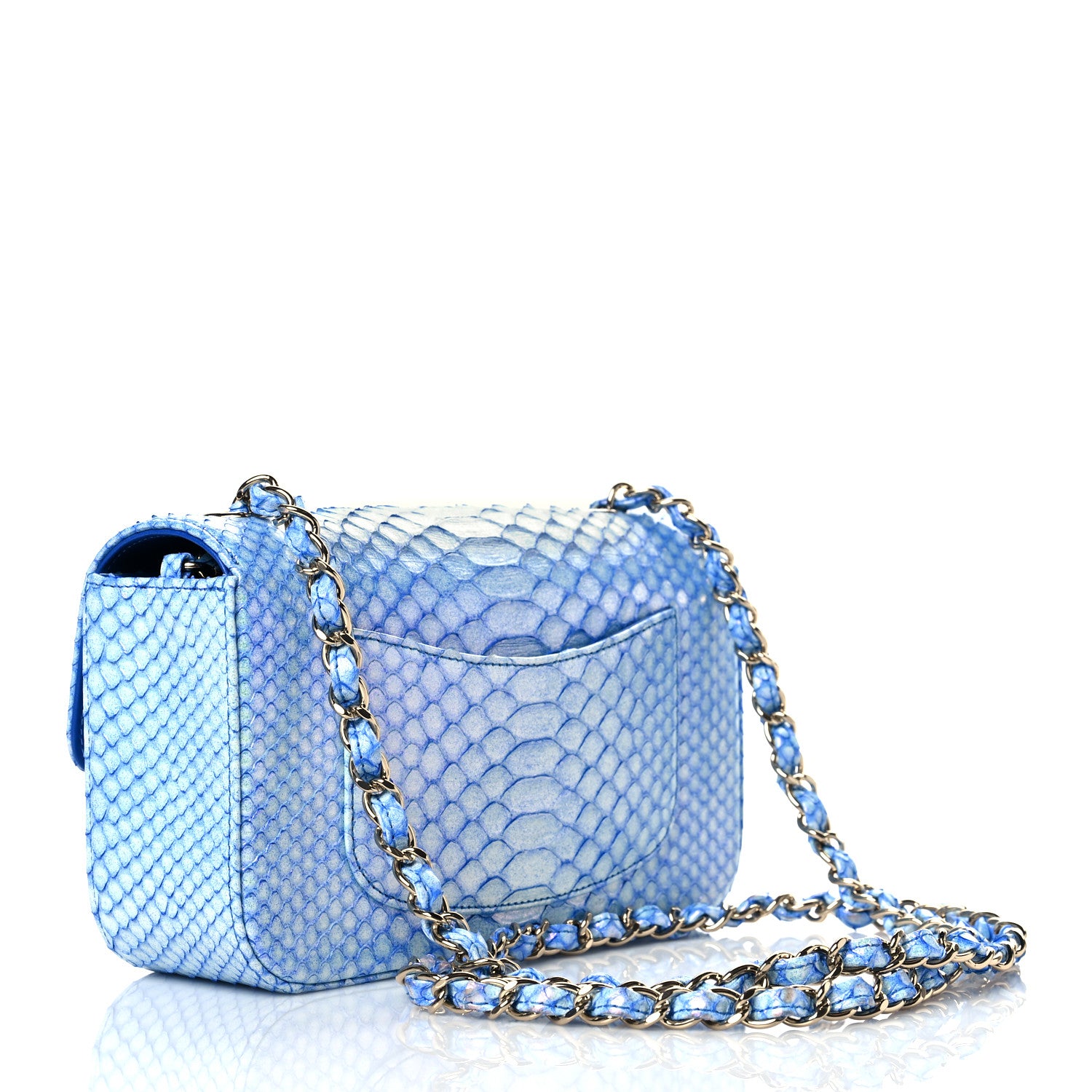 Chanel Iridescent Python Mini Rectangular Flap Blue 3 of 10