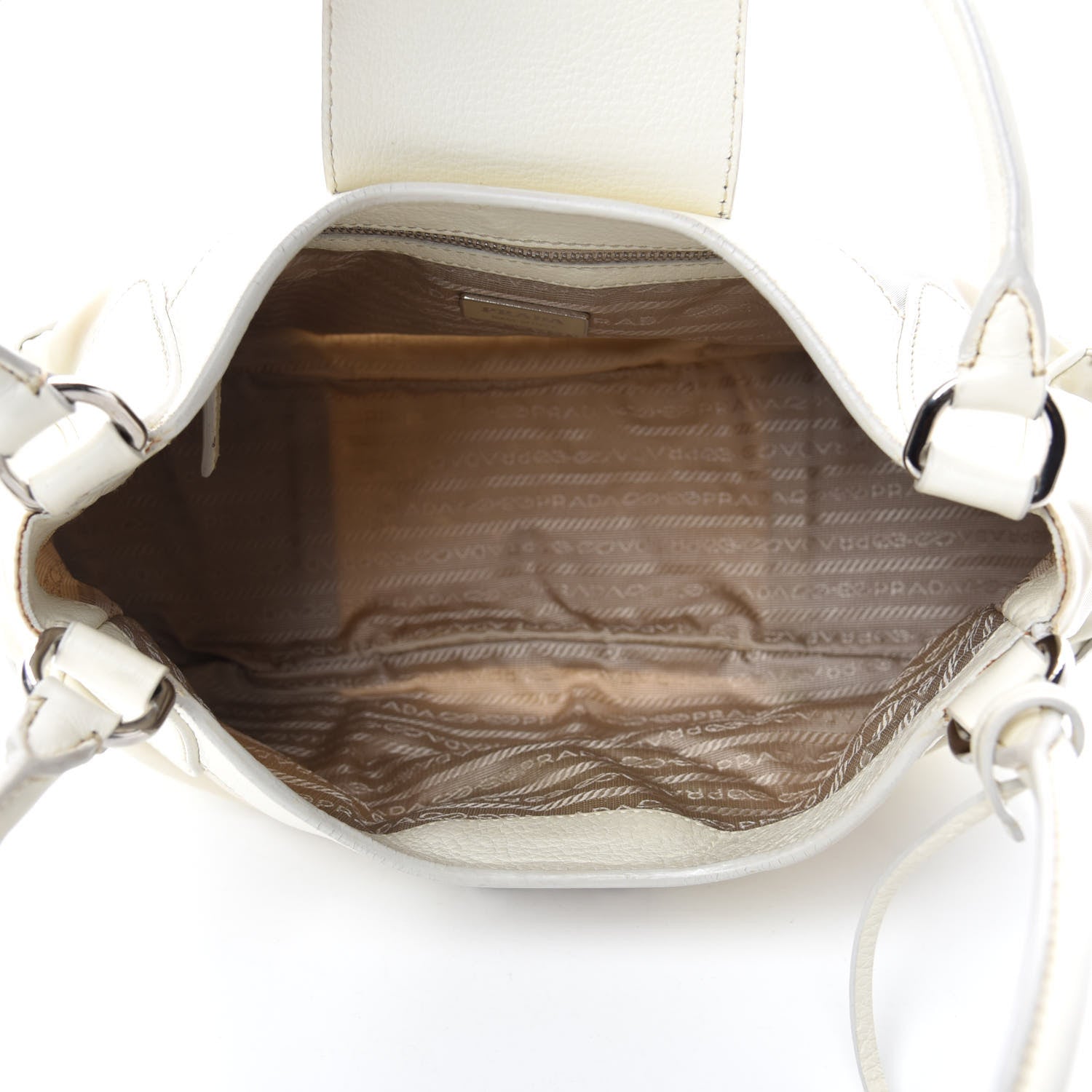 Prada Nylon Tessuto Vitello Daino Pushlock Tote Lavanda Bianco 5 of 13
