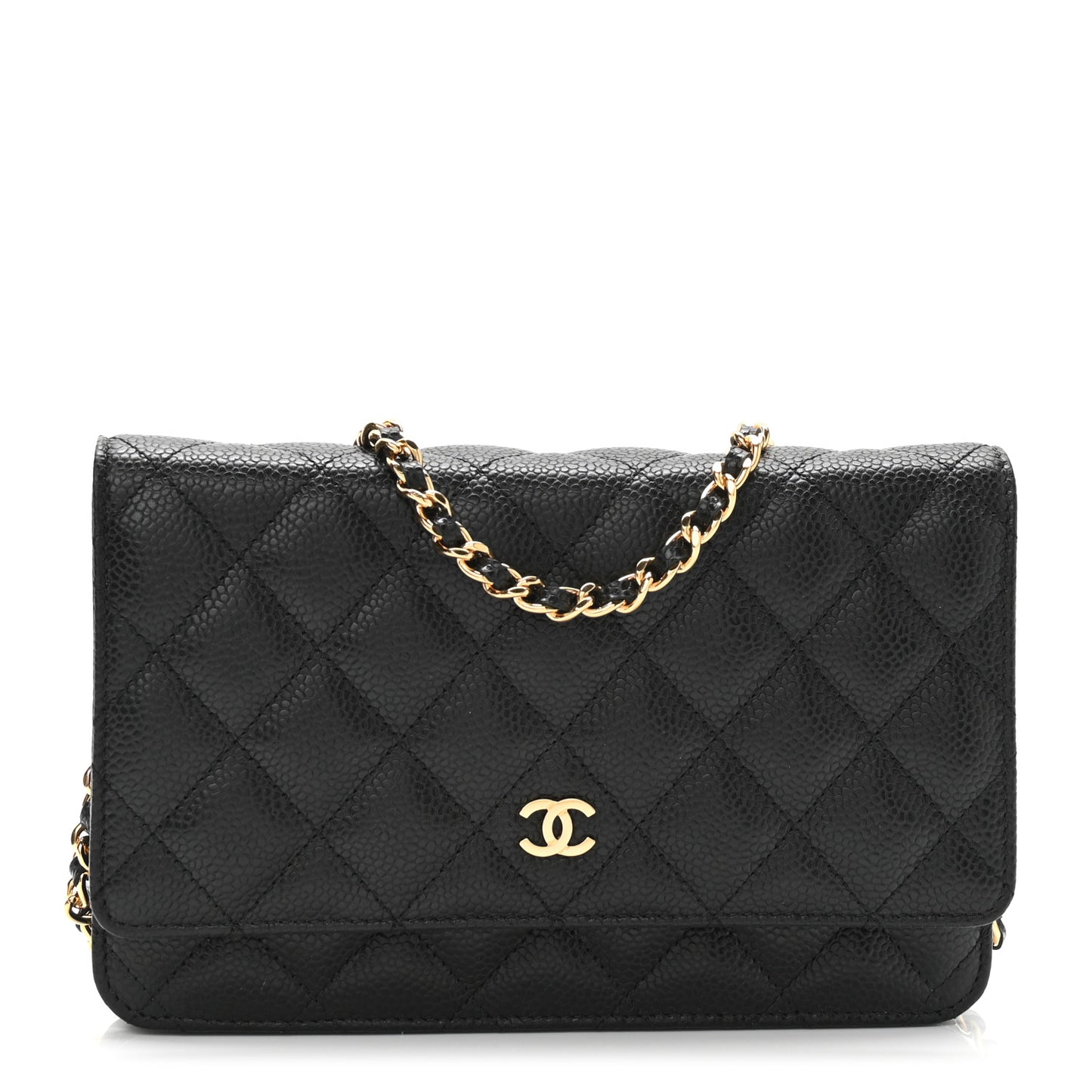 Caviar Quilted Wallet On Chain WOC Black
