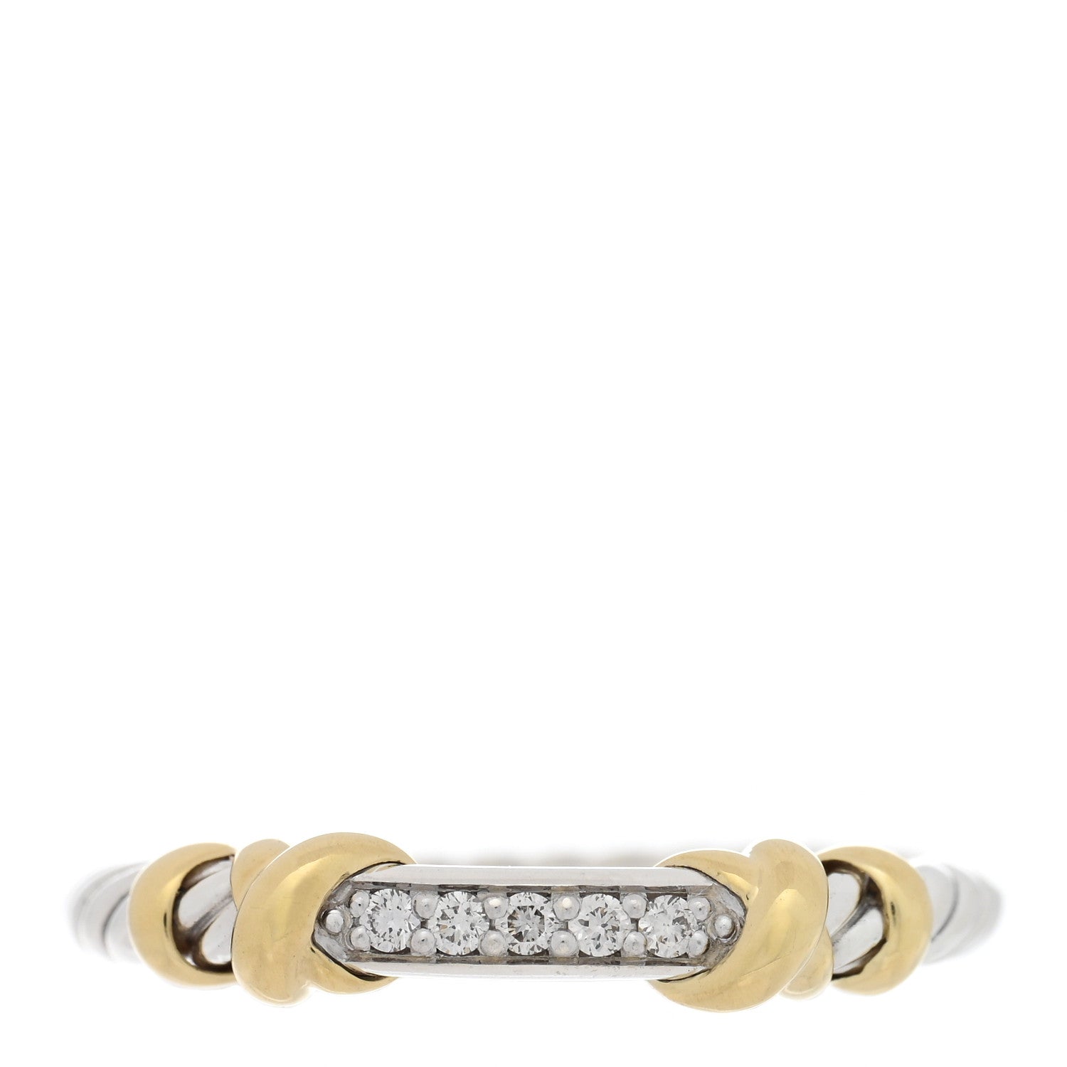 David Yurman Sterling Silver 18K Yellow Gold Diamond Petite Helena Wrap Ring 52 6 1 of 4