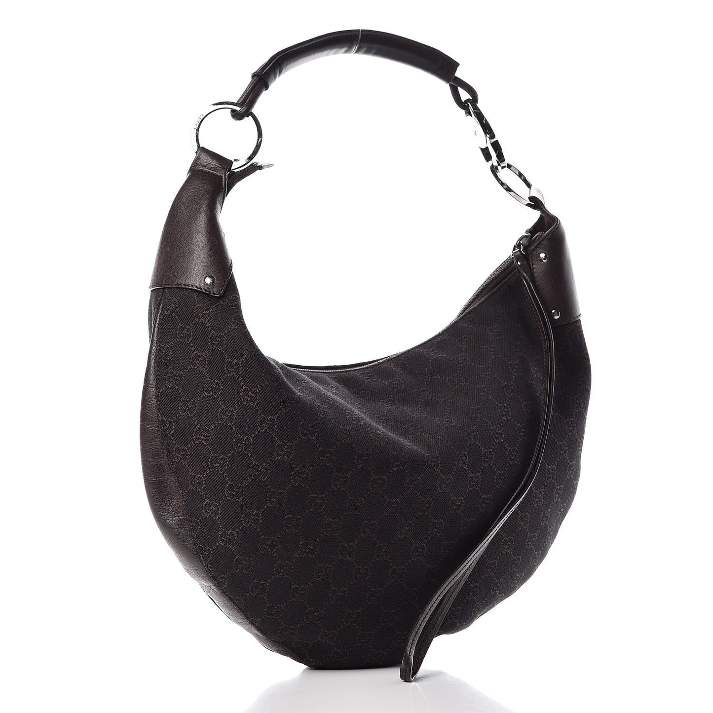 Denim Monogram Half Moon Hobo Dark Brown
