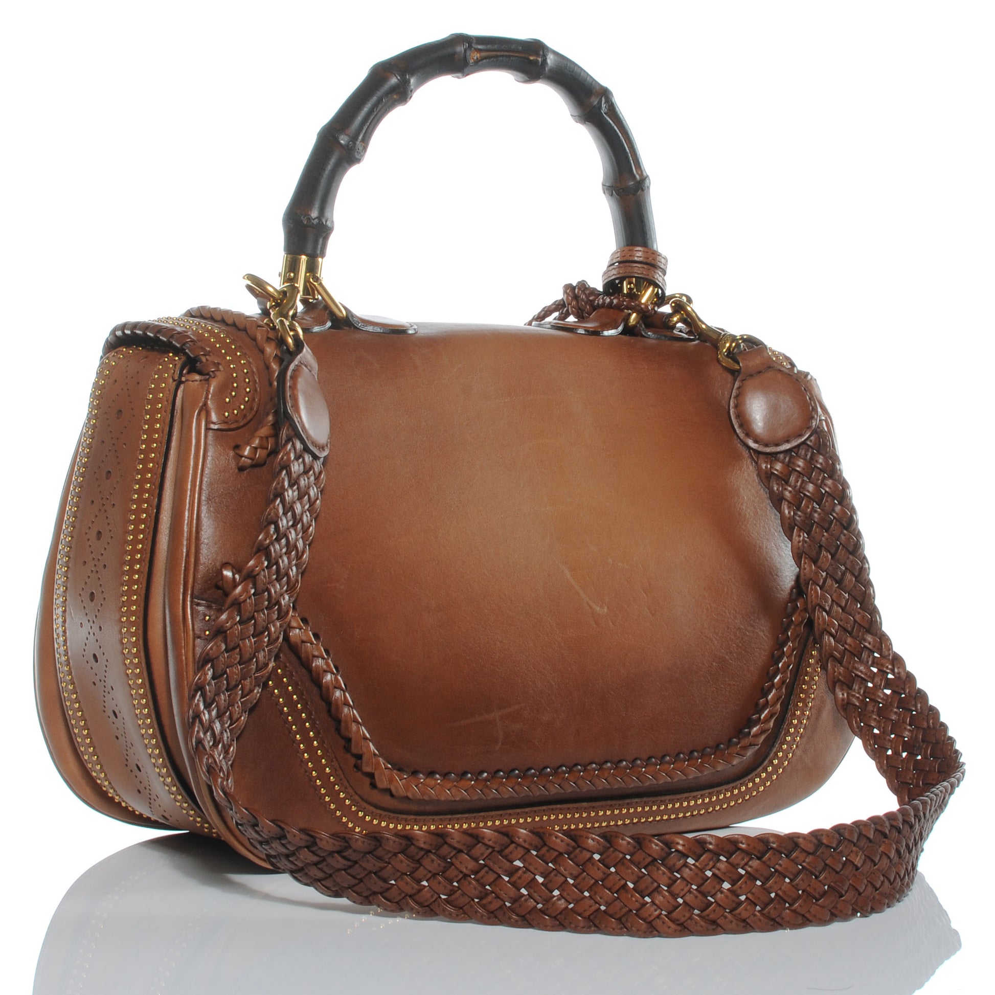 Gucci Leather New Bamboo Large Top Handle Bag Brown 3 of 7