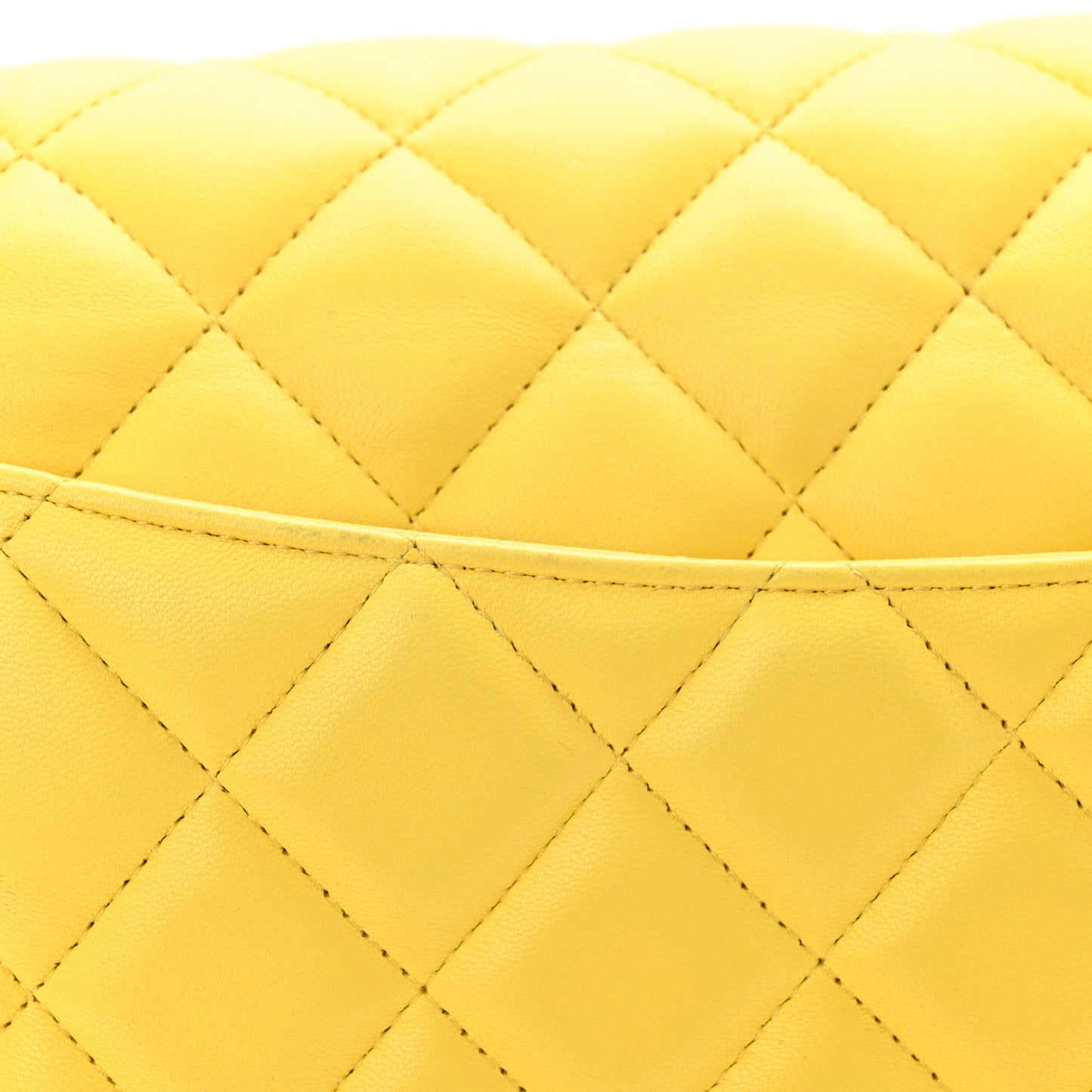Lambskin Quilted Jumbo Double Flap Yellow