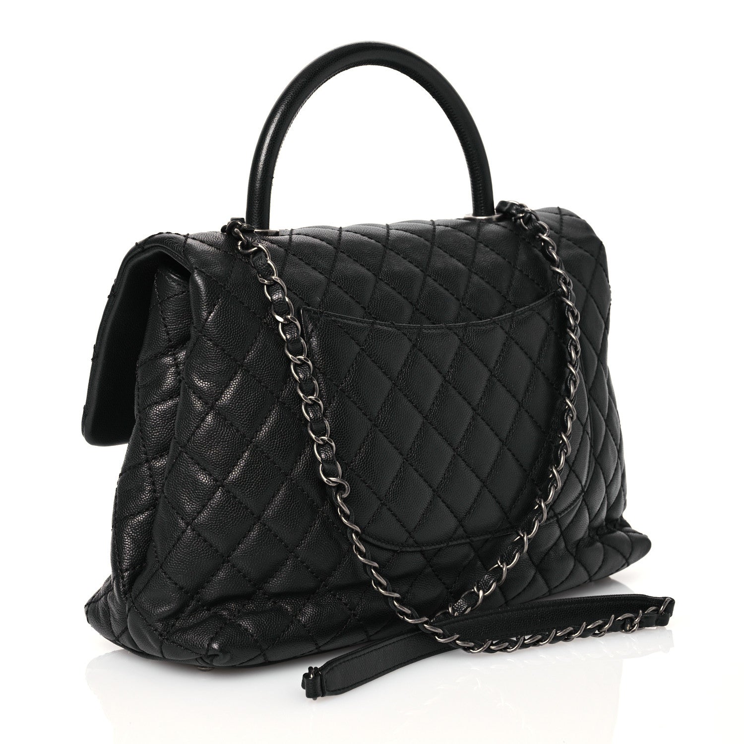 Chanel Caviar Quilted Medium Coco Handle Flap Black 3 of 13