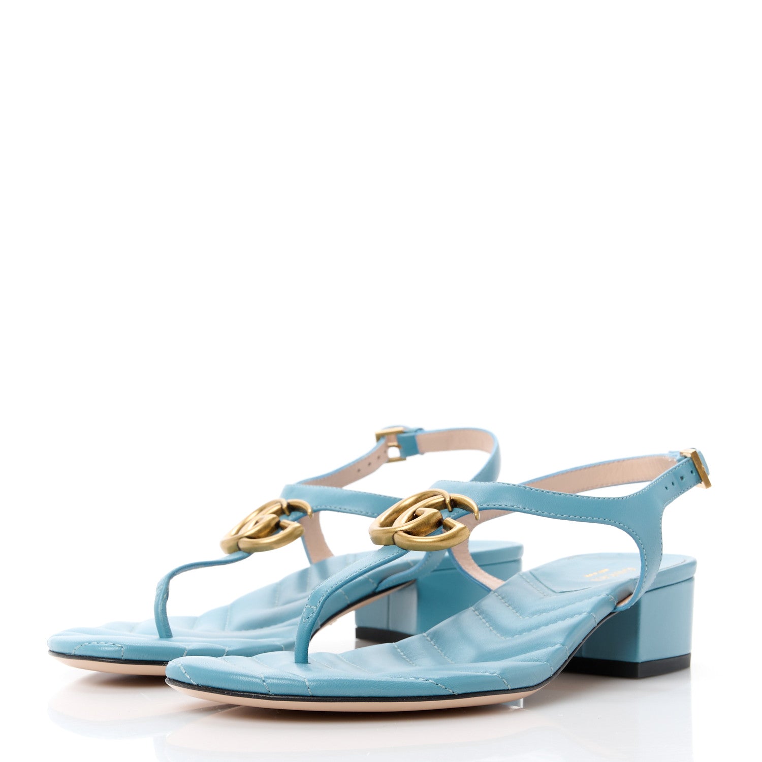 Gucci Nappa Matelasse Double G 35mm Thong Sandals 35 Sweet Blue 3 of 7
