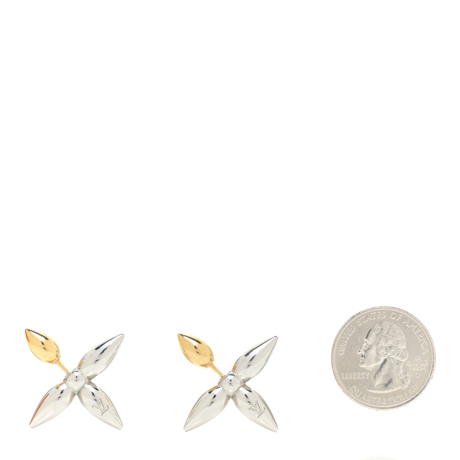Louis Vuitton Metal Louisette Earrings Silver Gold 2 of 6
