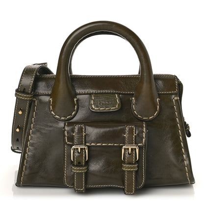 Chloe Shiny Tanned Calfskin Mini Edith Bag Deep Khaki 1 of 8