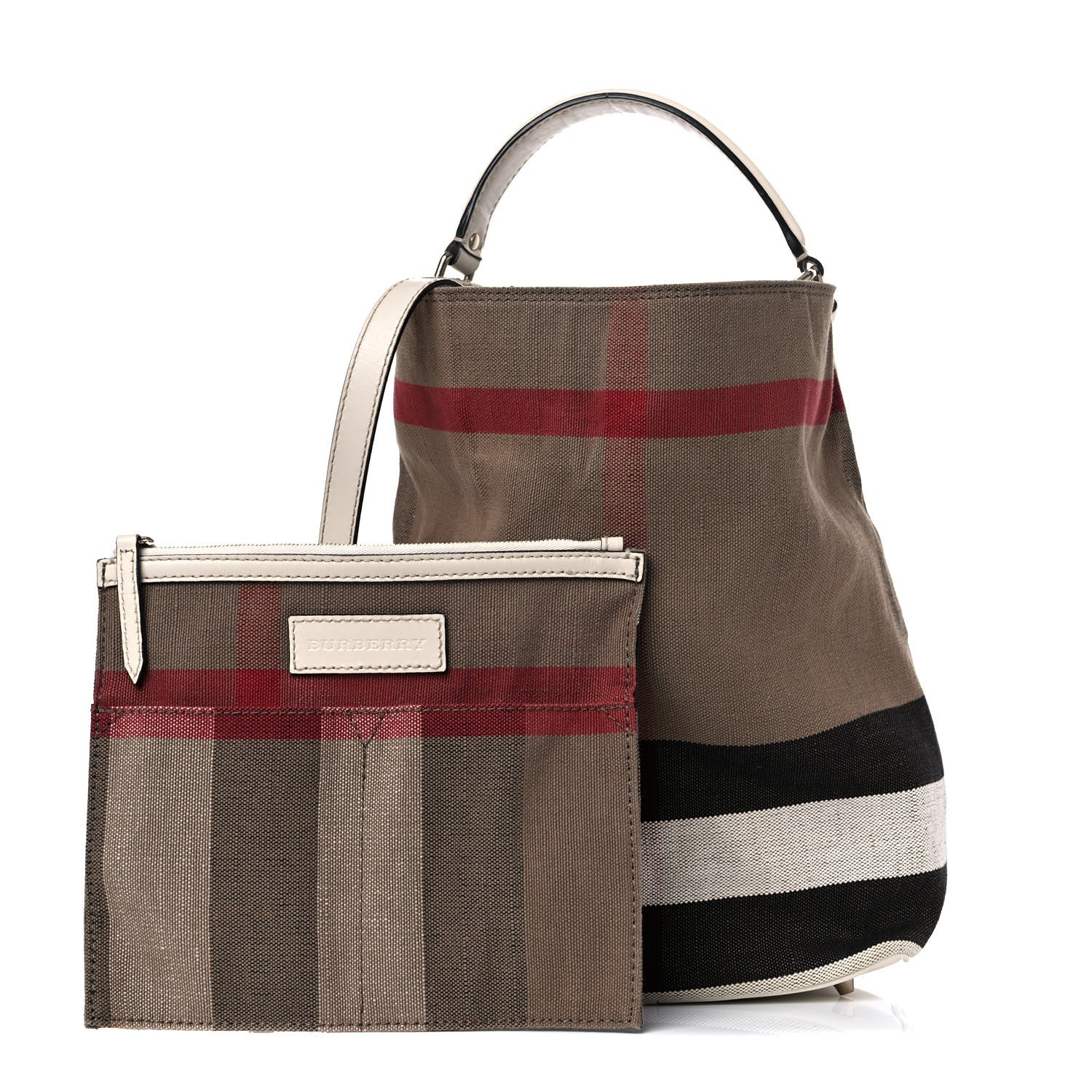 Burberry Canvas Mega Check Medium Susanna Hobo White 1 of 15