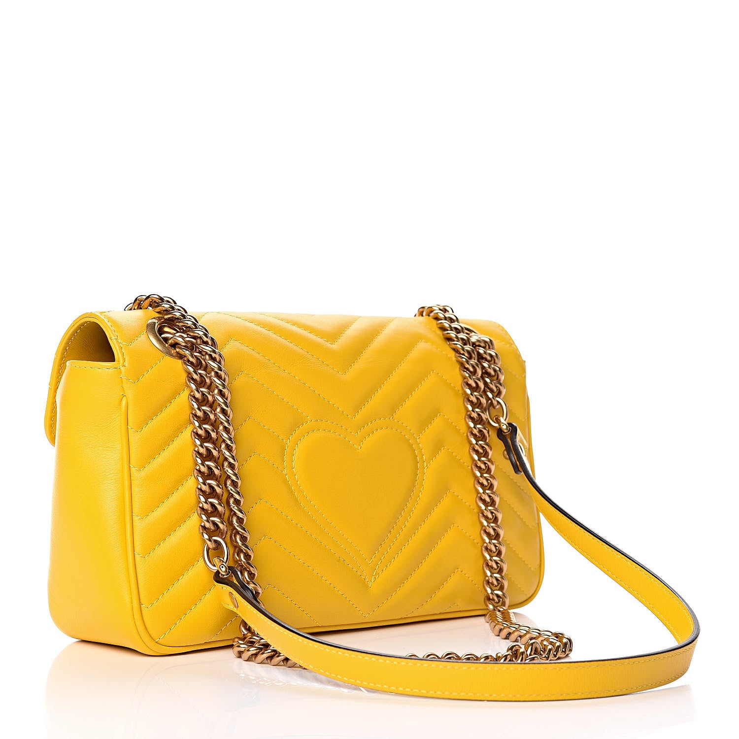 Gucci Calfskin Matelasse Small GG Marmont Shoulder Bag Stone Topaz 3 of 9