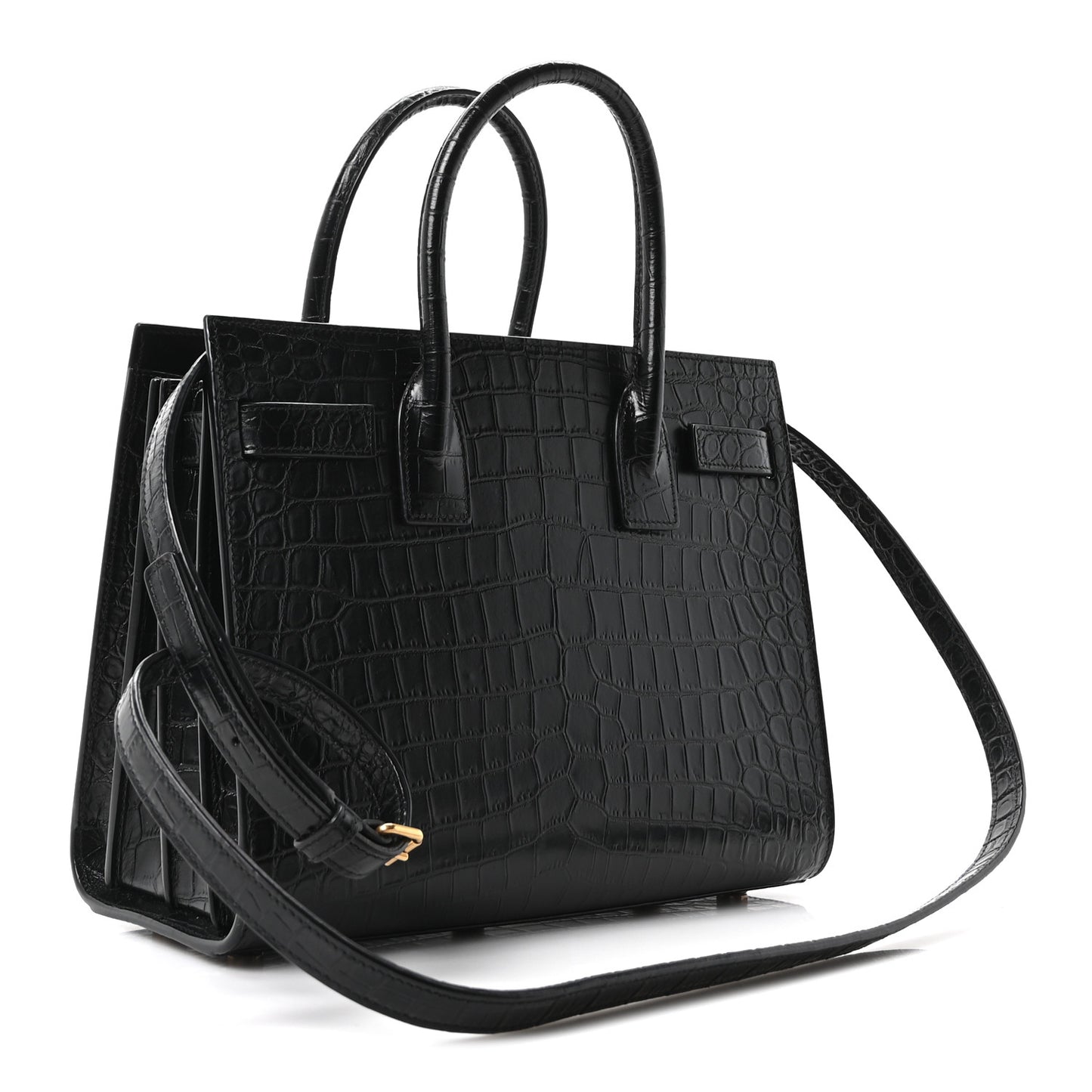 Calfskin Crocodile Embossed Baby Sac De Jour Black