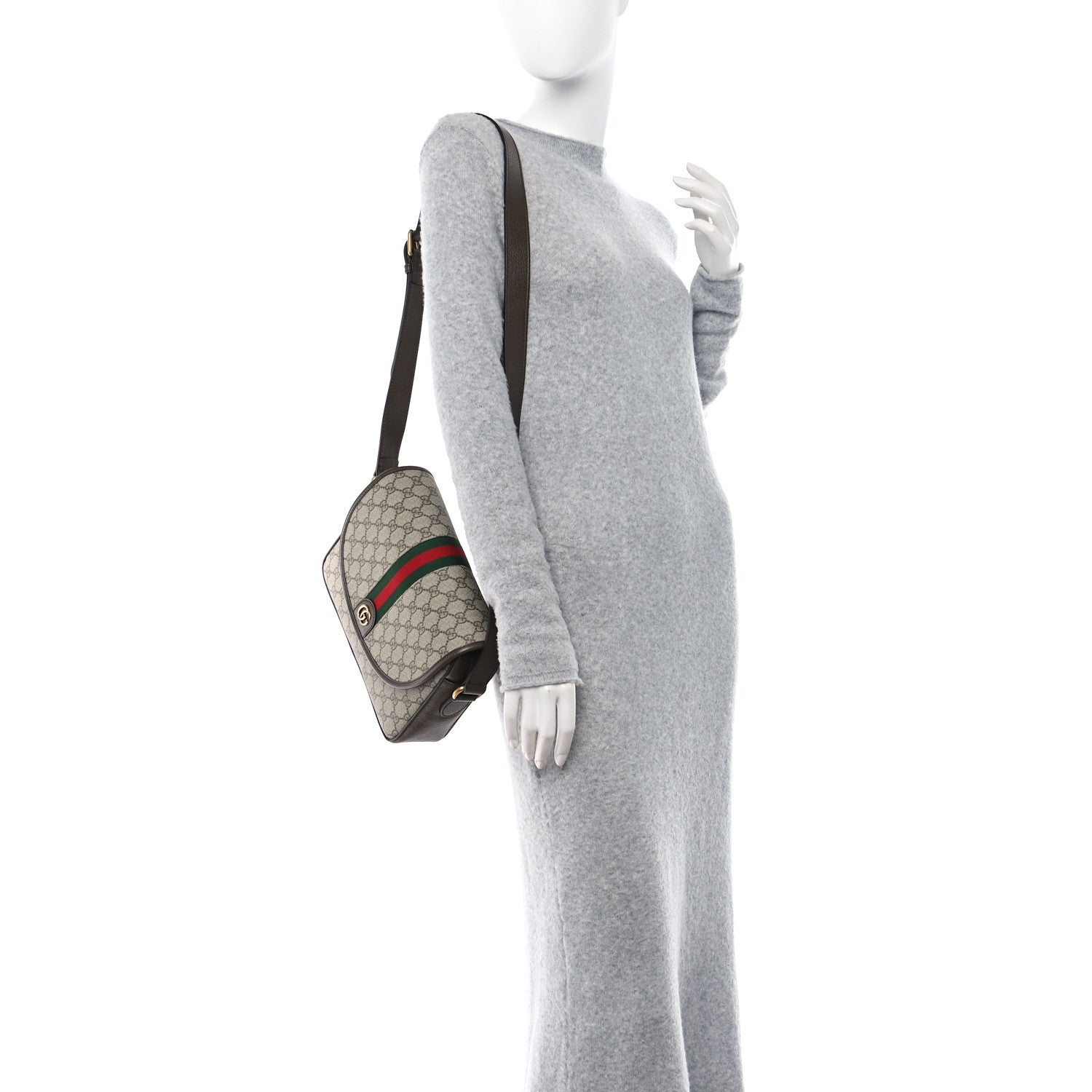 Gucci GG Supreme Monogram Web Small Ophidia Shoulder Bag Brown 2 of 12