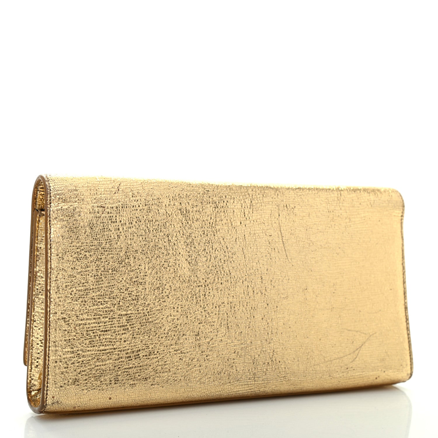 Saint Laurent Metallic Textured Calfskin Classic Monogram Cassandre Clutch Gold 2 of 6