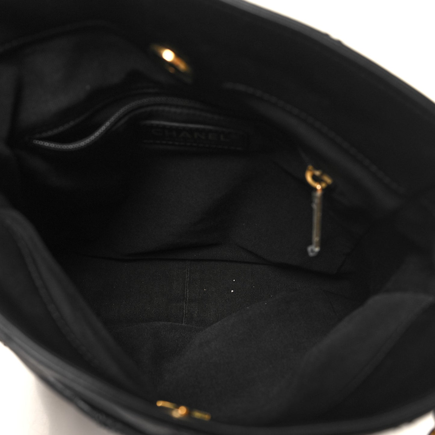 Calfskin Quilted Drawstring Bucket Bag Black