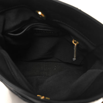 Chanel Calfskin Quilted Drawstring Bucket Bag Black 5 of 10