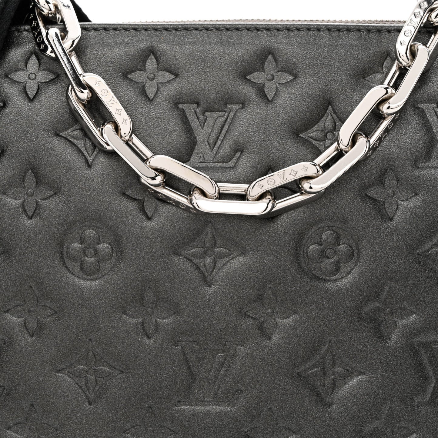 Lambskin Embossed Monogram Coussin PM Anthracite